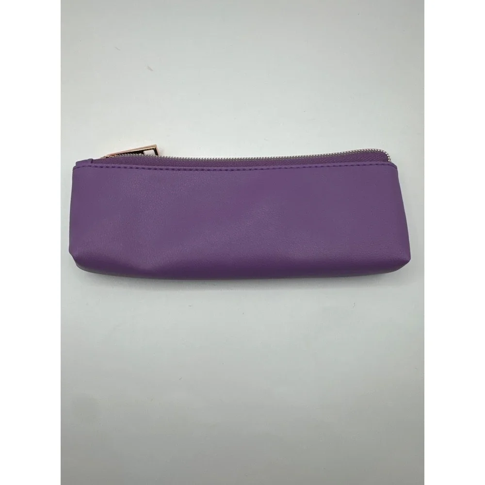 Luxie Eye Makeup Brush Set 4‎ Brushes Sponge and Purple Vegan Leather Pouch Mint